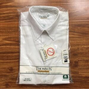 NWT New Mens Thomson White Button Down Cotton Wrinkle Free Dress Shirt Size 15.5